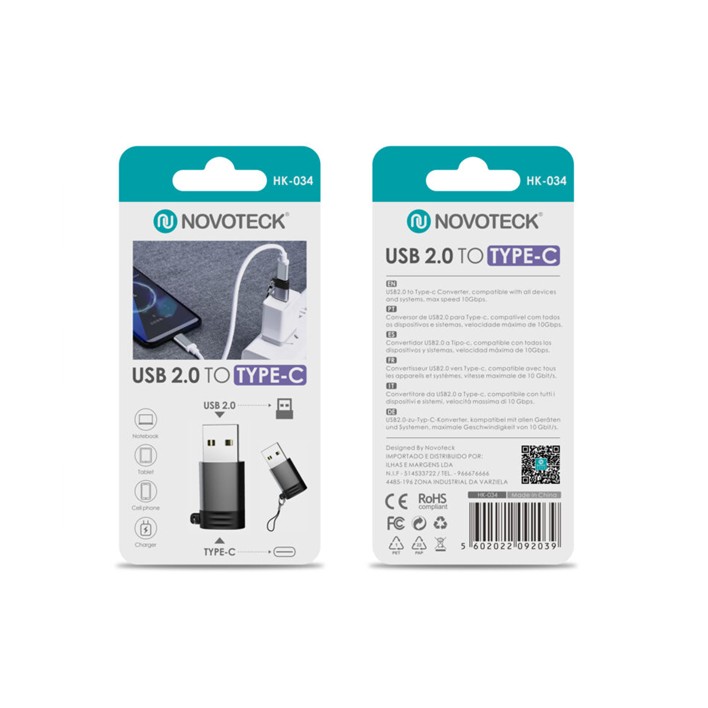 Adaptador USB 2.0 para USB-C HK-034