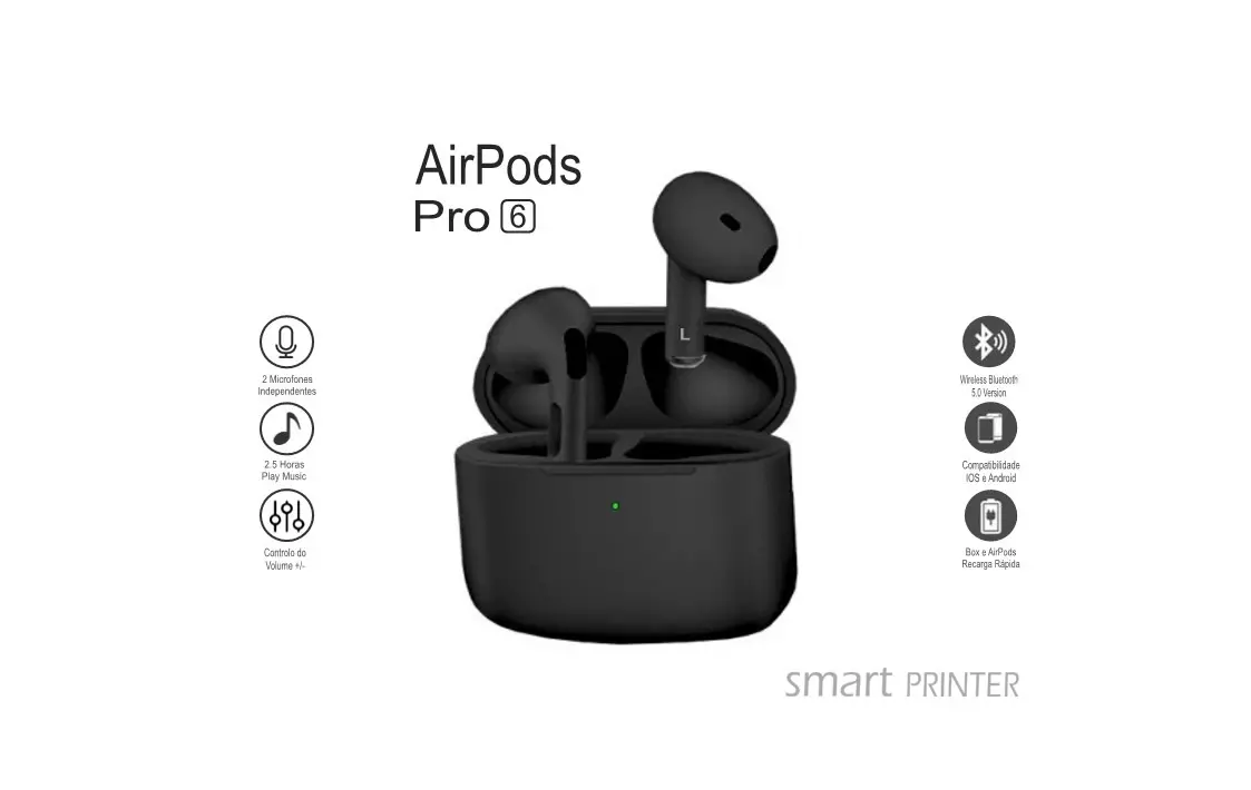 AirPods Pro 6 Hi-Fi Wireless 5.0 Black • Smart Printer