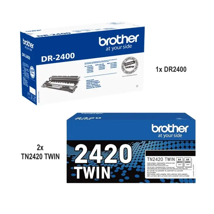 Pack +Eco. Brother DR-2400 4x TN-2420 Original • Smart Printer