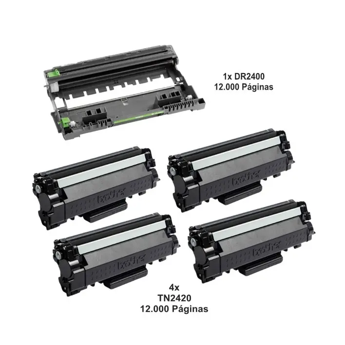 Pack +Eco. Brother DR-2400 4x TN-2420 Original • Smart Printer