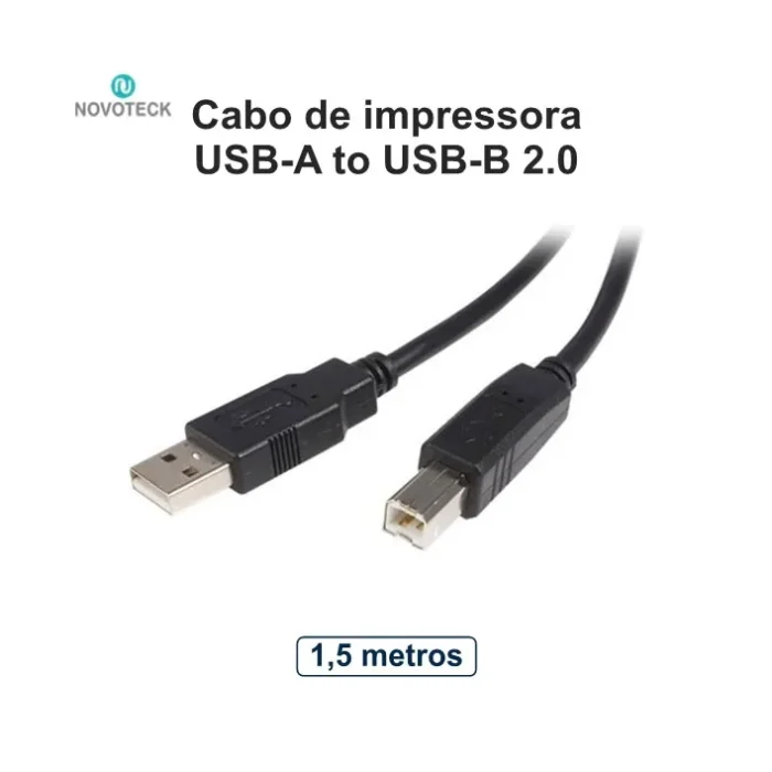 Cabo de Impressora USB 2.0 High Speed A-B 1.5m Preto