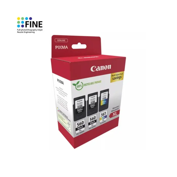 Pack 3 Tinteiros Canon 2x PG-560XL/1x CL-561XL Original 3712C009