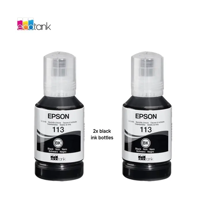 Pack 2x Black Epson EcoTank 113 Ink Series Original
