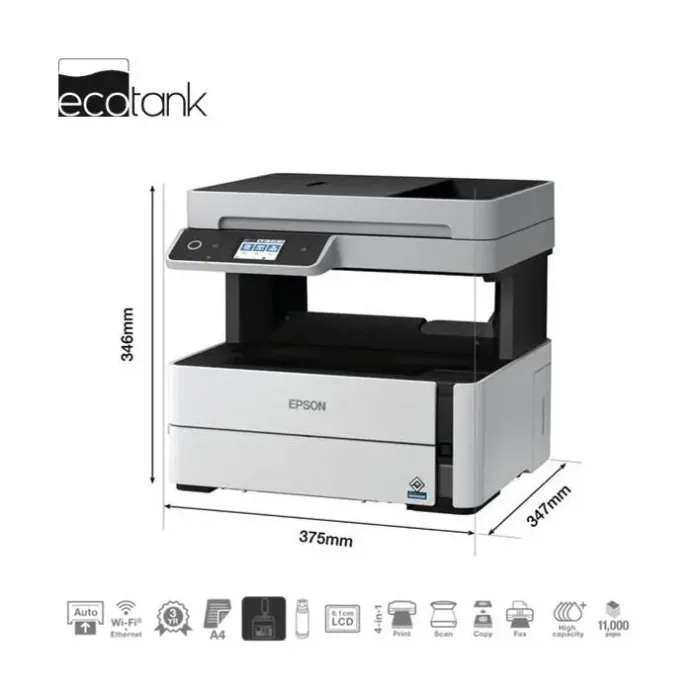 Multifunções 4 em 1 Monocromática Epson EcoTank ET-M3170