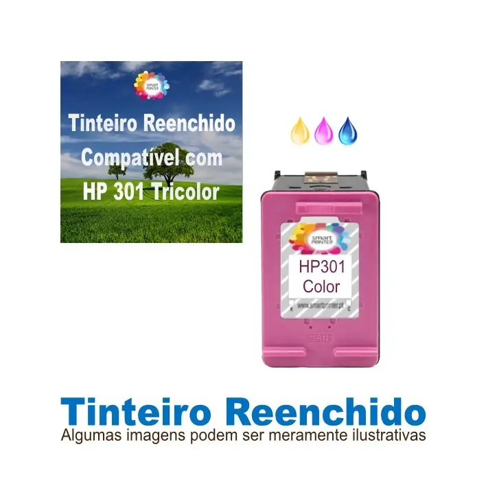 Tinteiro HP301 Tricolor Reenchido
