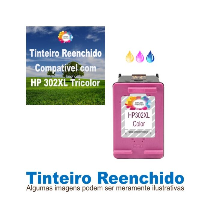 Tinteiro HP302XL Tricolor Reenchido