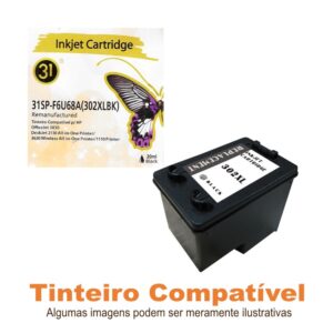 HP 302XL Black F6U68AE Compatível Linha31