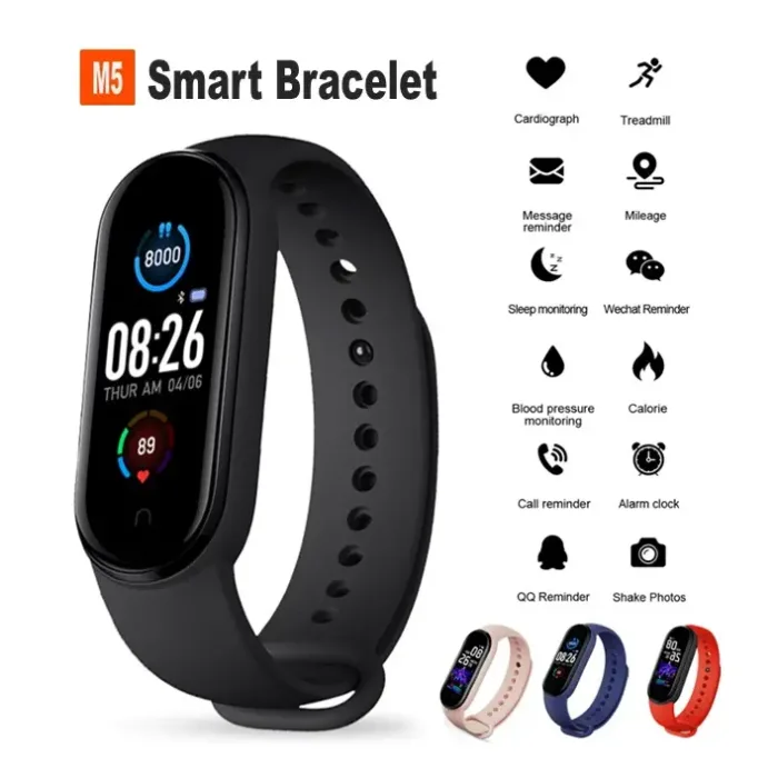 M5 Smart Bracelet Black - Cores e funções da Pulseira desportiva